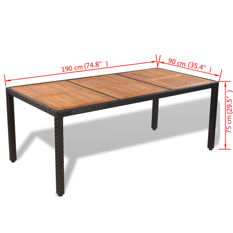 vidaXL 9 Piece Outdoor Dining Set with Cushions Poly Rattan