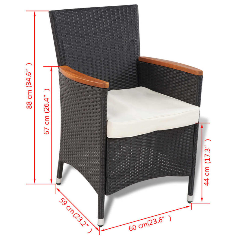 vidaXL 9 Piece Outdoor Dining Set with Cushions Poly Rattan