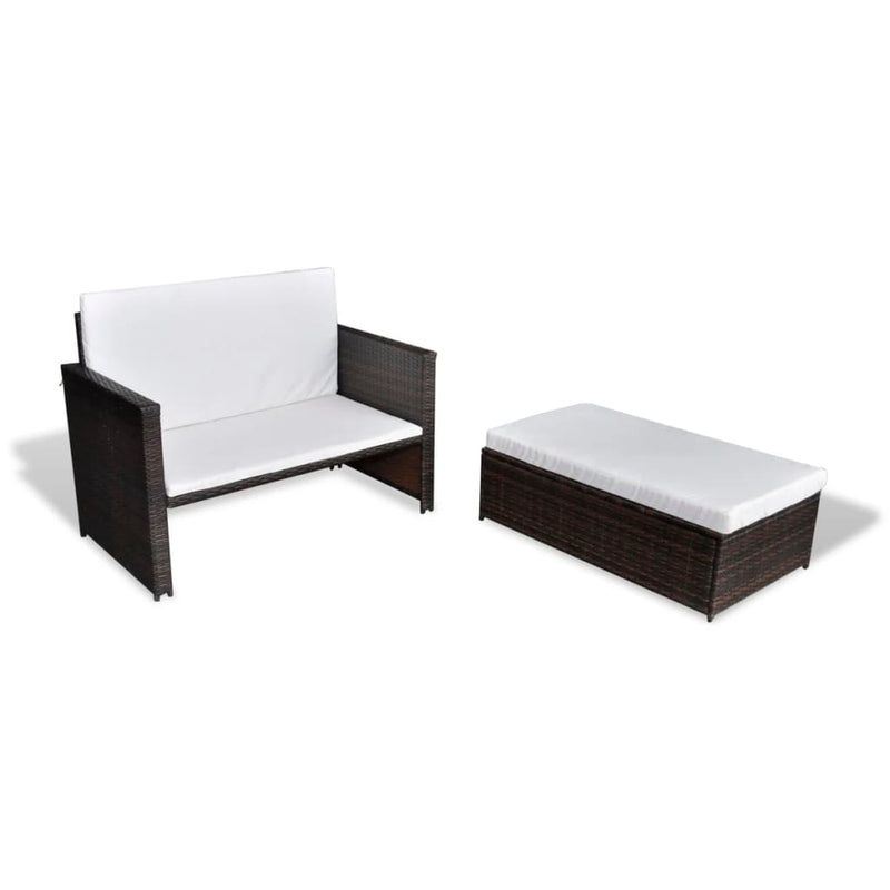 vidaXL Garden Sofa Poly Rattan Brown