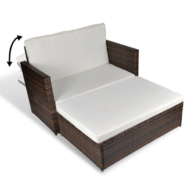 vidaXL Garden Sofa Poly Rattan Brown