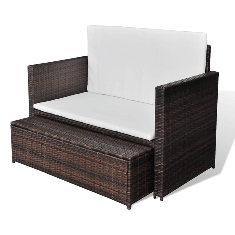 vidaXL Garden Sofa Poly Rattan Brown