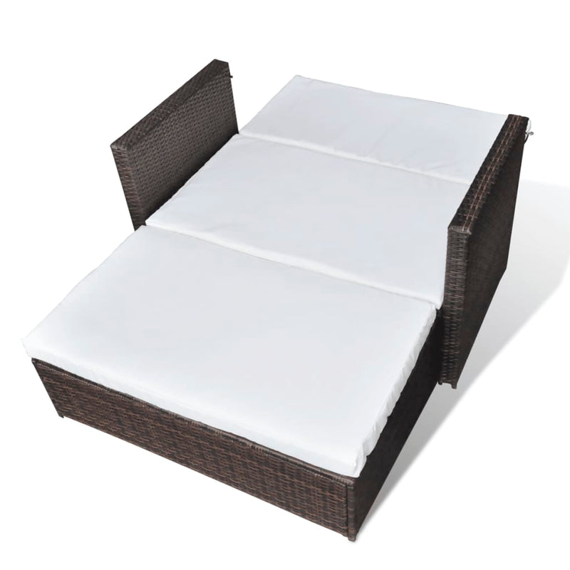 vidaXL Garden Sofa Poly Rattan Brown