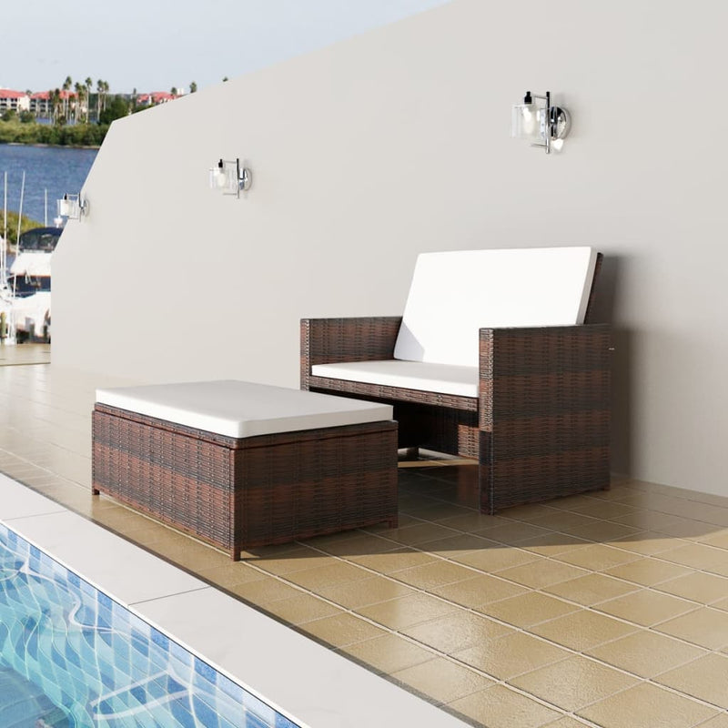 vidaXL Garden Sofa Poly Rattan Brown