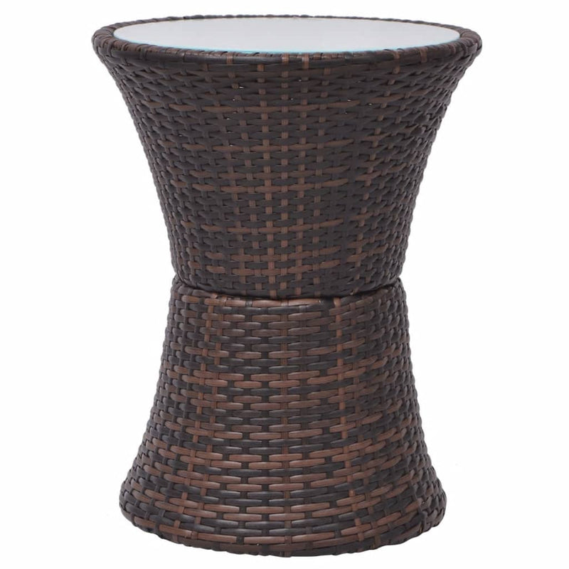 vidaXL 3 Piece Bistro Set with Cushions Poly Rattan Brown