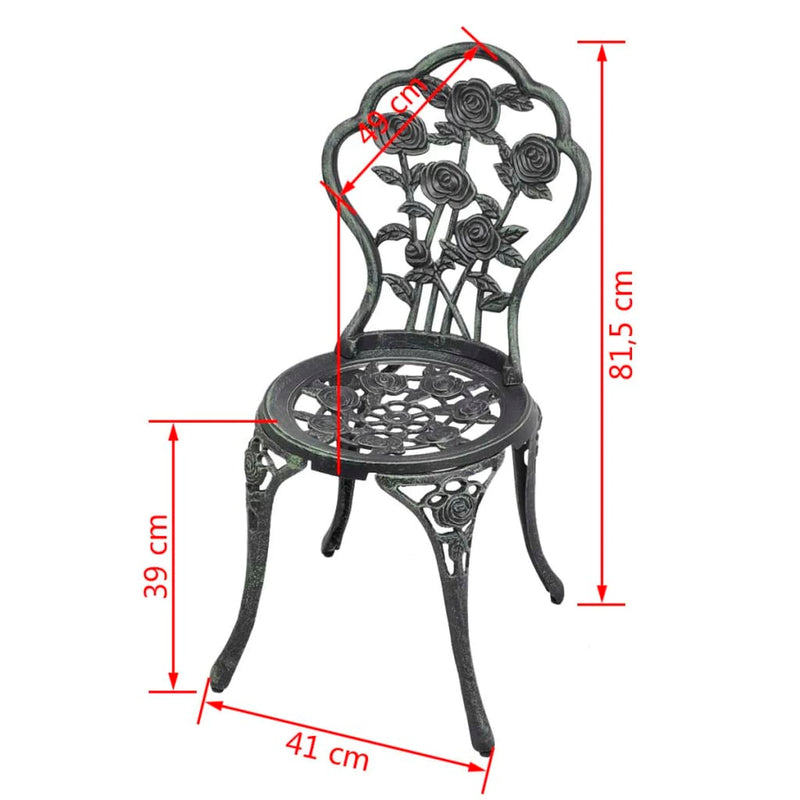 vidaXL Bistro Chairs 2 pcs Cast Aluminium Green