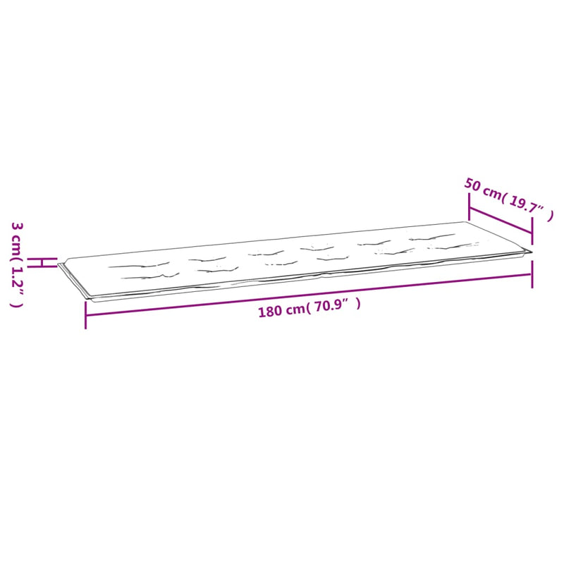 vidaXL Garden Bench Cushion Cream 180x50x3 cm Oxford Fabric