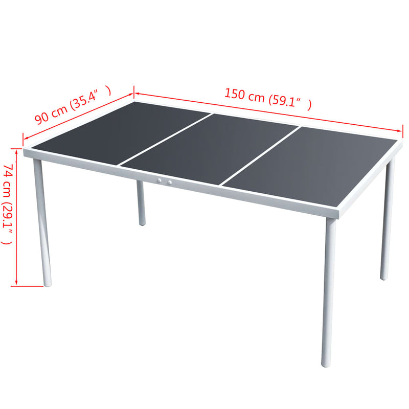 vidaXL Garden Table 150x90x74 cm Black Steel
