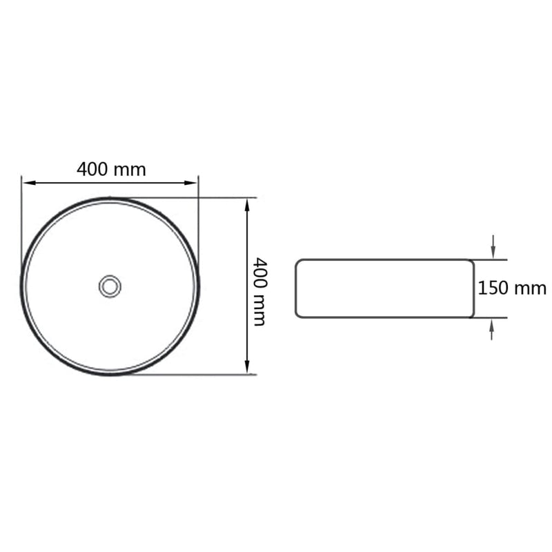 vidaXL Basin Round Ceramic White 40x15 cm
