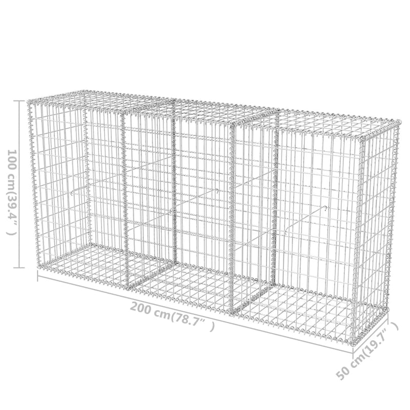 vidaXL Gabion Basket Galvanised Steel 200x50x100 cm
