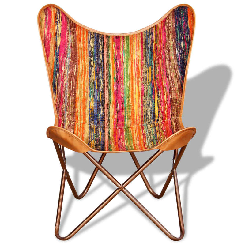 vidaXL Butterfly Chair Multicolour Chindi Fabric