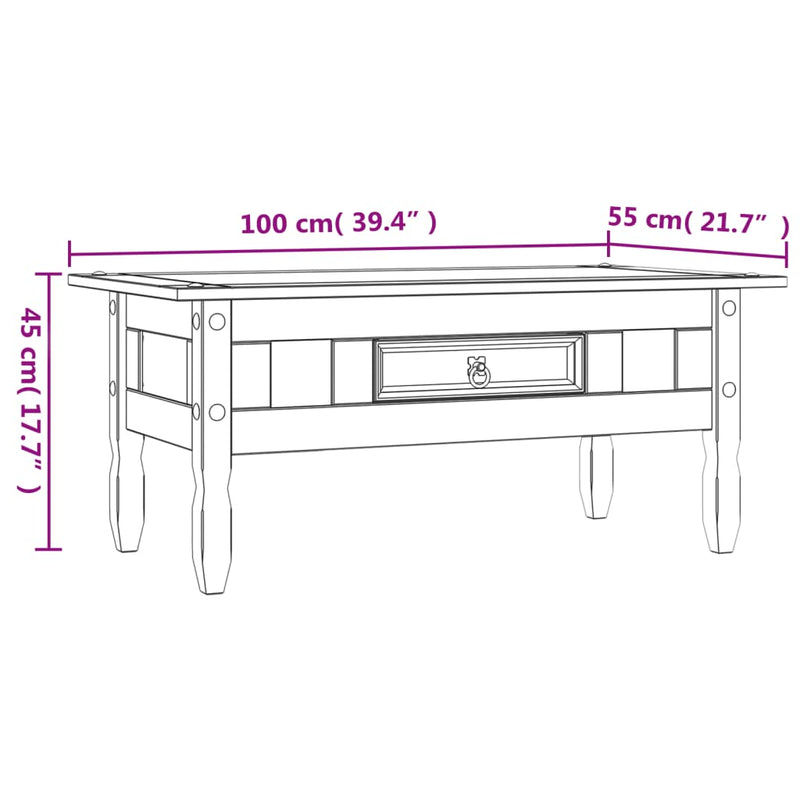 vidaXL Coffee Table Mexican Pine Corona Range 100x55x44 cm