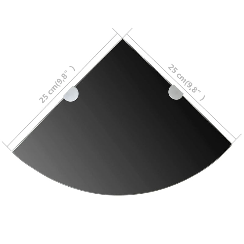 vidaXL Corner Shelf with Chrome Supports Glass Black 25x25 cm