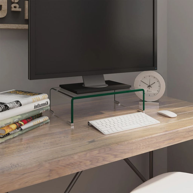 vidaXL TV Stand/Monitor Riser Glass Clear 40x25x11 cm