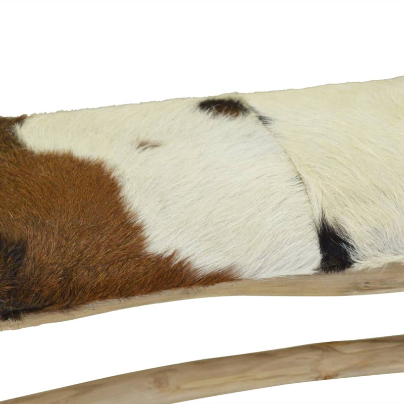 vidaXL Bench Goatskin Leather Teak