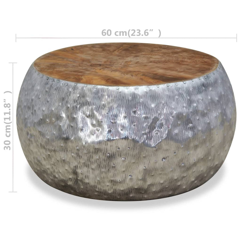 vidaXL Coffee Table Aluminium Teak 60x60x30 cm