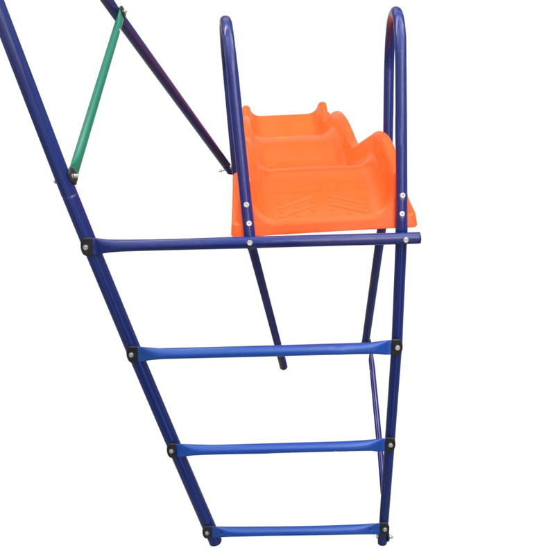 vidaXL Swing Set with Slide and 3 Seats Orange