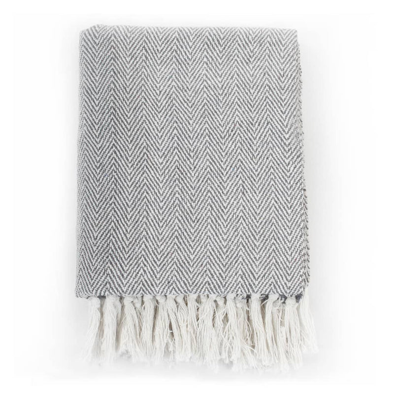 vidaXL Throw Cotton Herringbone 220x250 cm Grey