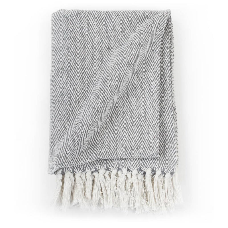 vidaXL Throw Cotton Herringbone 220x250 cm Grey
