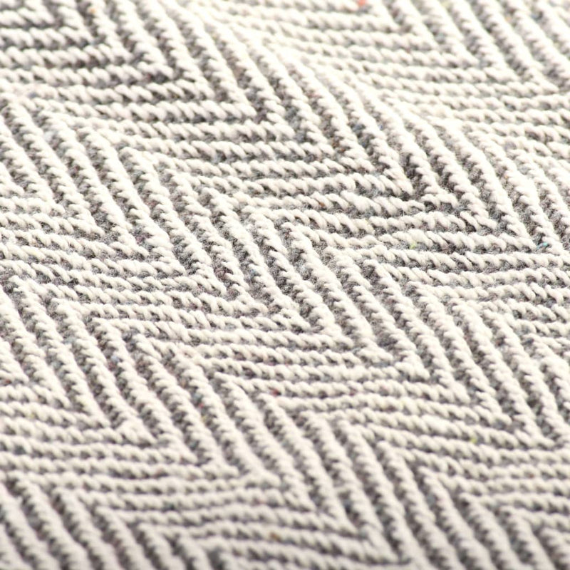 vidaXL Throw Cotton Herringbone 220x250 cm Grey