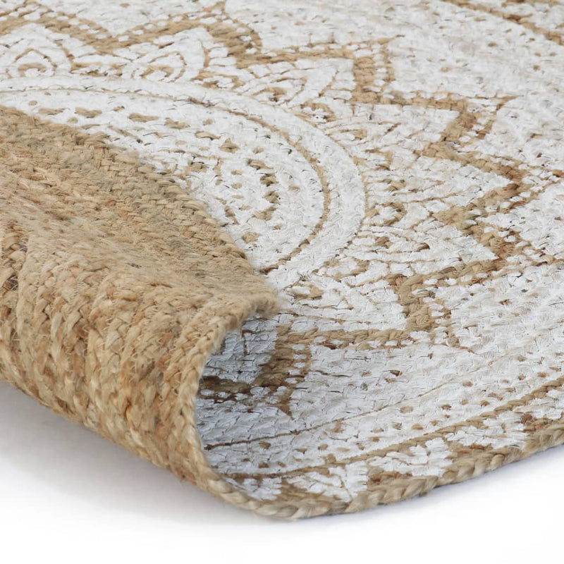 vidaXL Area Rug Braided Jute Printed 90 cm Round