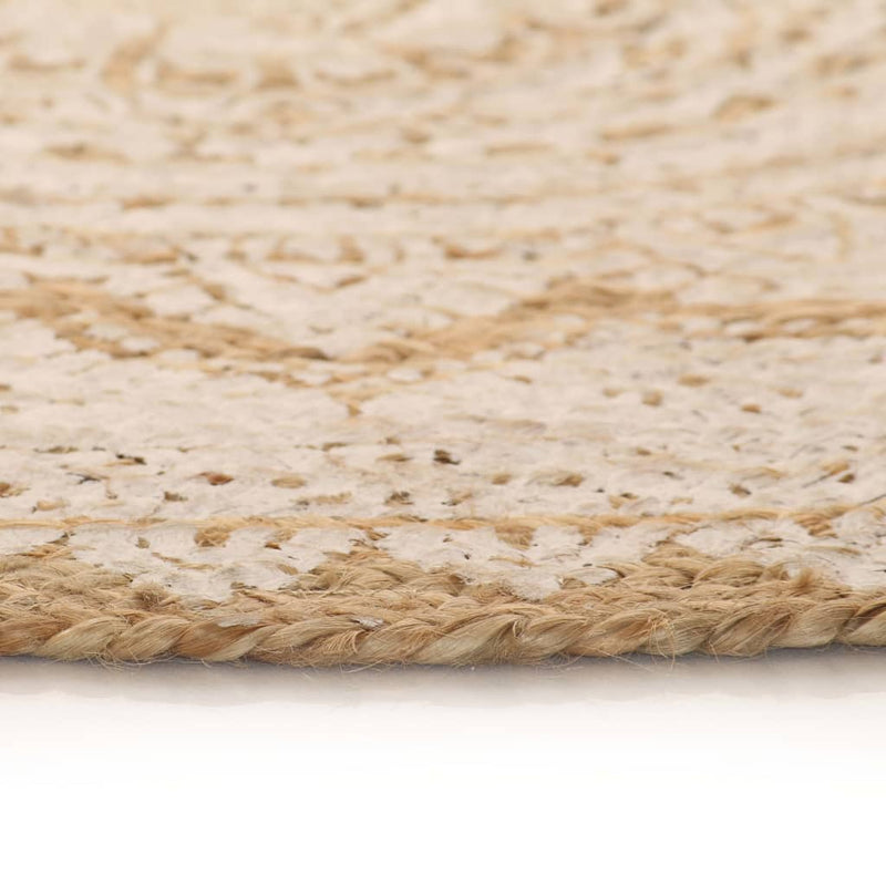 vidaXL Area Rug Braided Jute Printed 90 cm Round