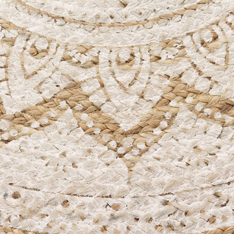 vidaXL Area Rug Braided Jute Printed 90 cm Round