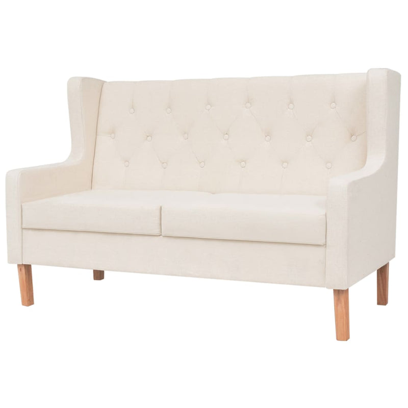 vidaXL 2-Seater Sofa Fabric Cream White