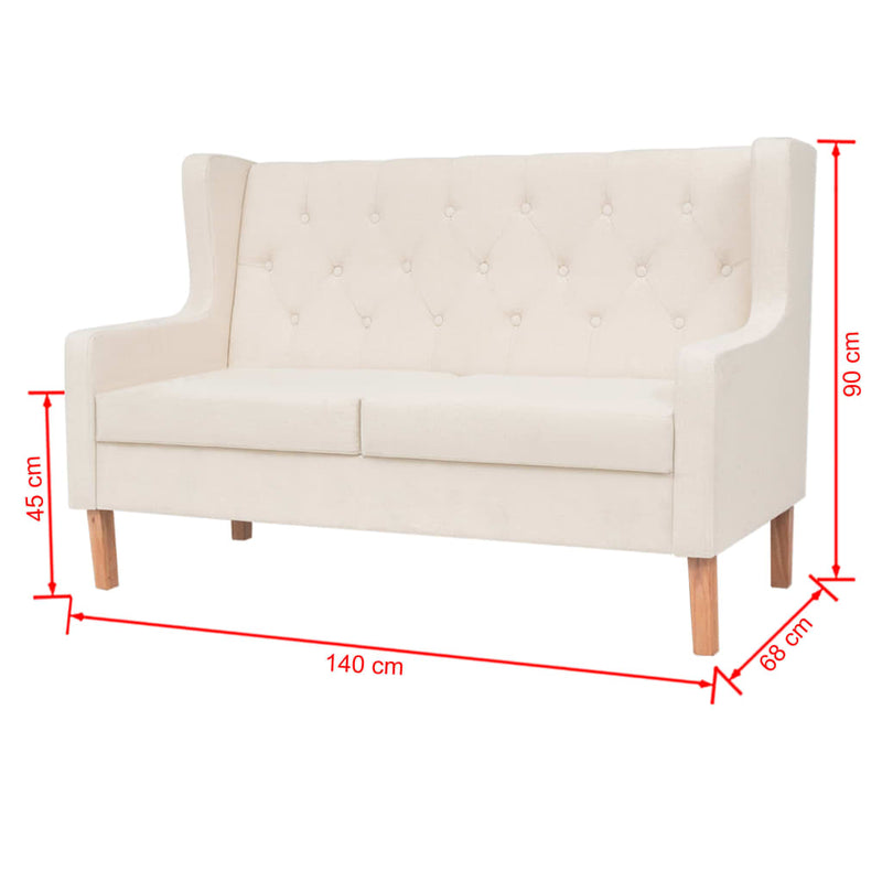 vidaXL 2-Seater Sofa Fabric Cream White