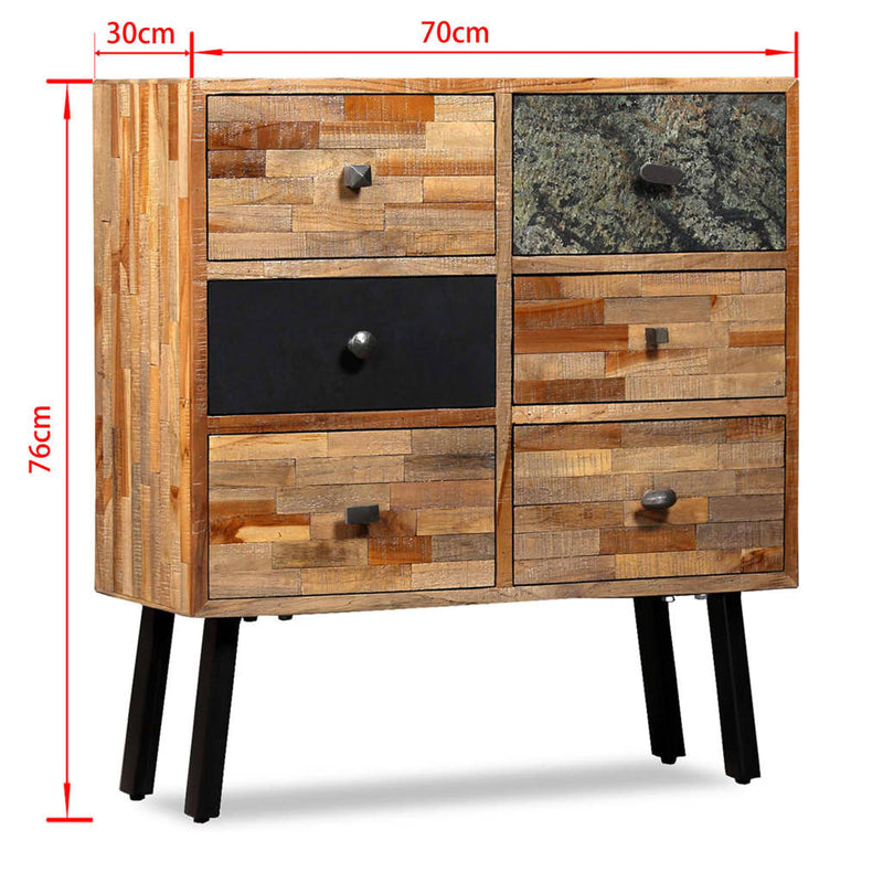 vidaXL Side Cabinet with 6 Drawers 70x30x76 cm Solid Reclaimed Teak