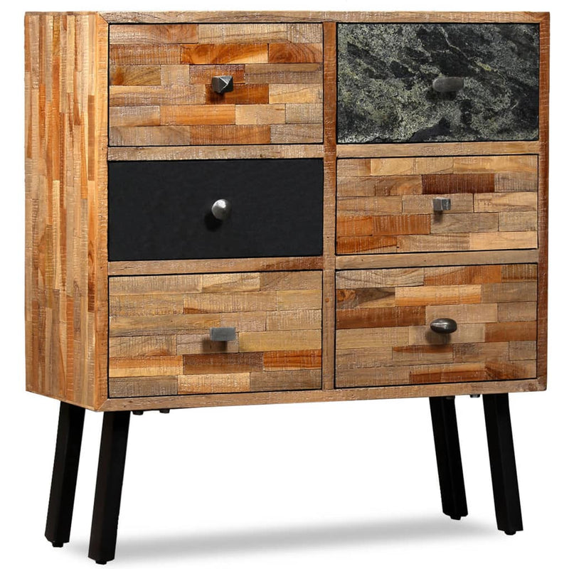 vidaXL Side Cabinet with 6 Drawers 70x30x76 cm Solid Reclaimed Teak