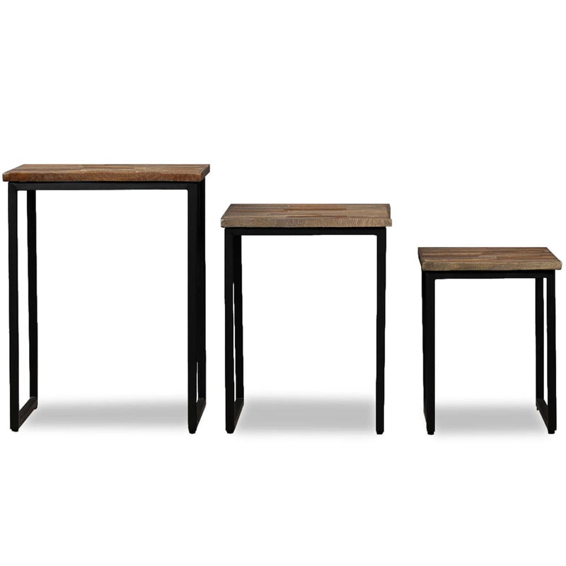 vidaXL 3 Piece Nesting Coffee Table Set Solid Reclaimed Teak