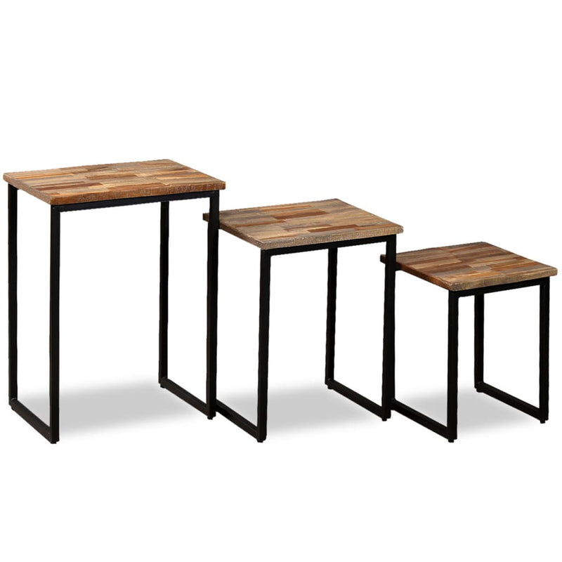 vidaXL 3 Piece Nesting Coffee Table Set Solid Reclaimed Teak