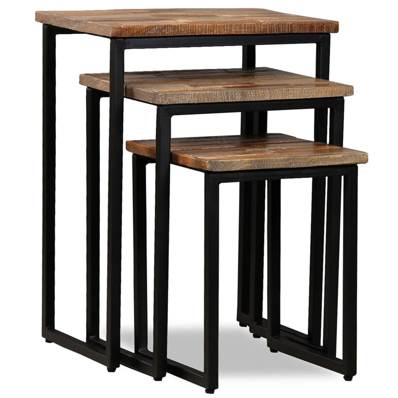 vidaXL 3 Piece Nesting Coffee Table Set Solid Reclaimed Teak