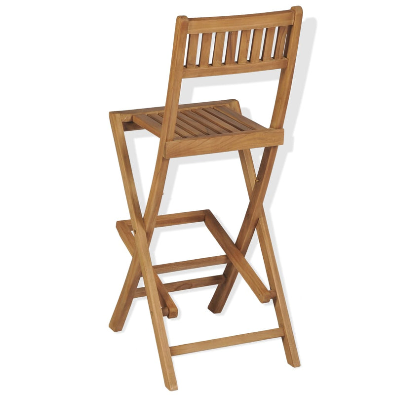 vidaXL Folding Outdoor Bar Stools 2 pcs Solid Teak Wood