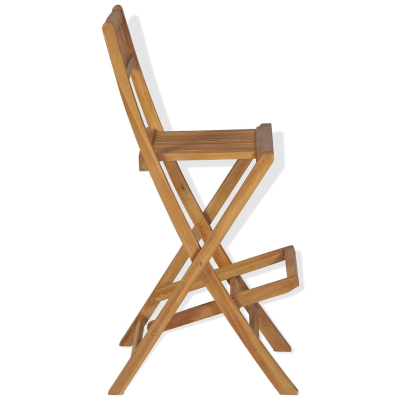 vidaXL Folding Outdoor Bar Stools 2 pcs Solid Teak Wood