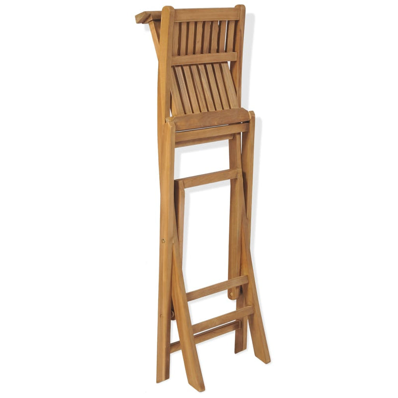 vidaXL Folding Outdoor Bar Stools 2 pcs Solid Teak Wood