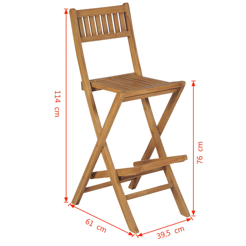 vidaXL Folding Outdoor Bar Stools 2 pcs Solid Teak Wood