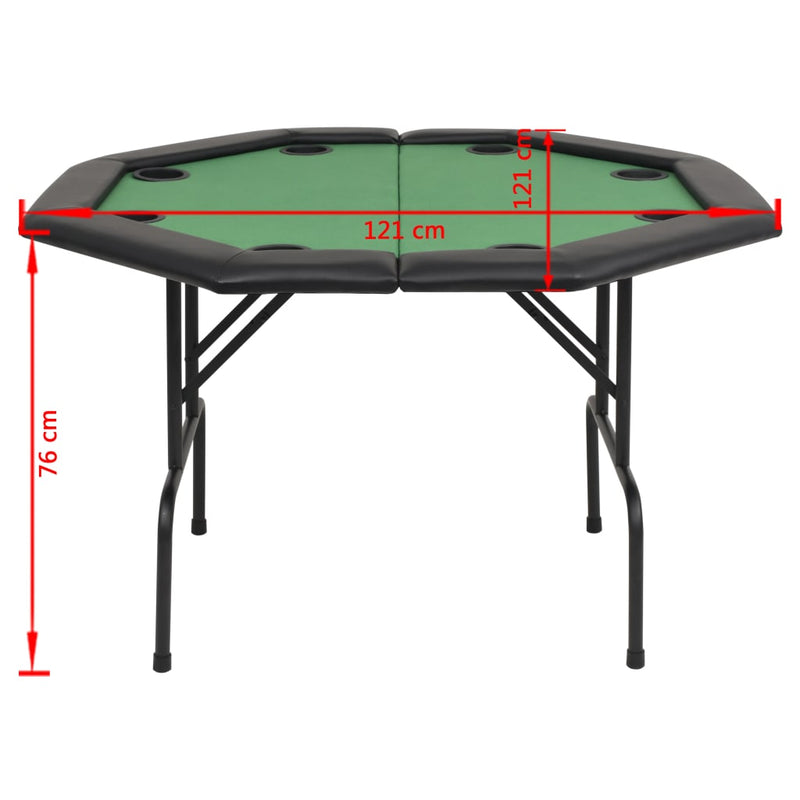 vidaXL 8-Player Folding Poker Table 2 Fold Octagonal Green