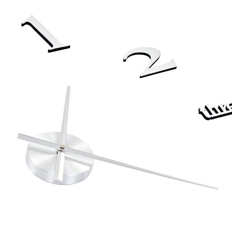 3D Wall Clock Modern Design 100 cm XXL Silver