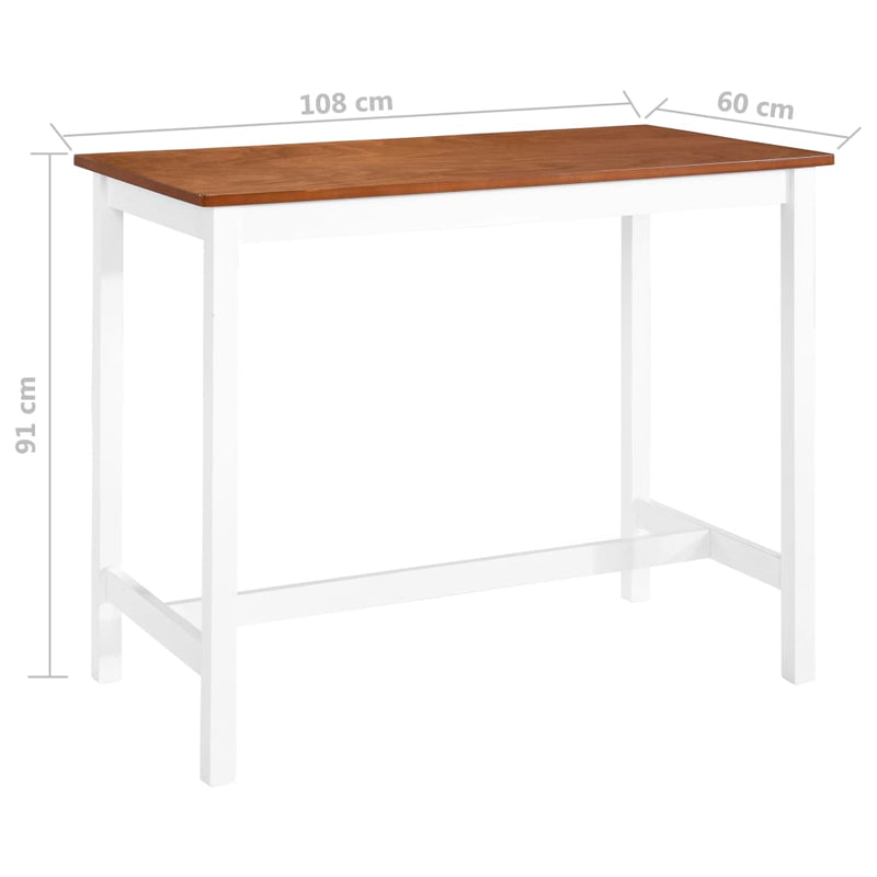 vidaXL Bar Table Solid Wood 108x60x91 cm
