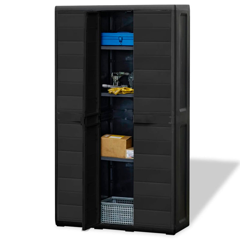 vidaXL Garden Storage Cabinet with 4 Shelves Black