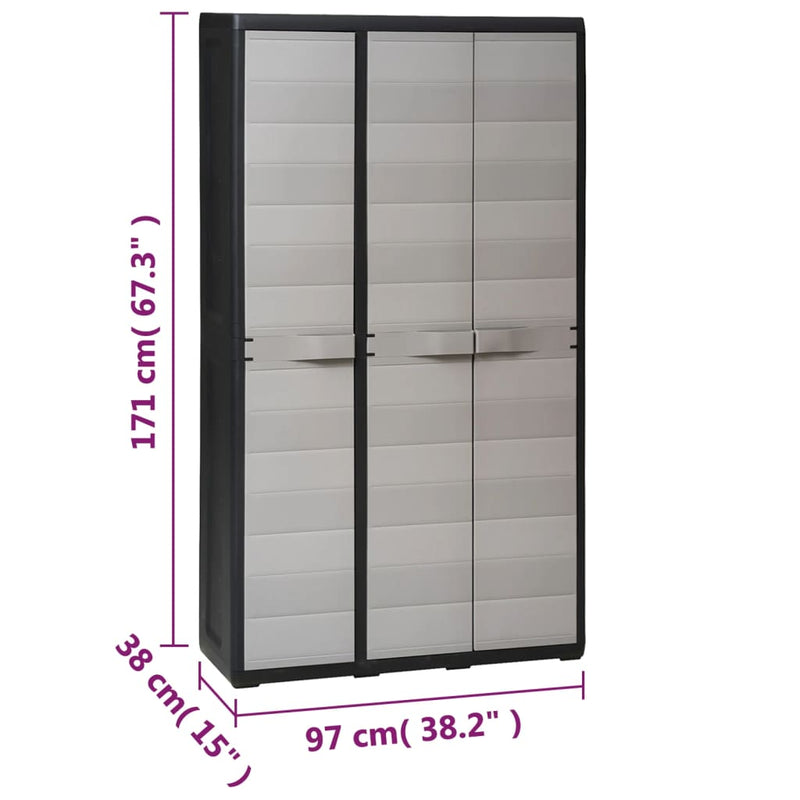 vidaXL Garden Storage Cabinet with 4 Shelves Black and Grey