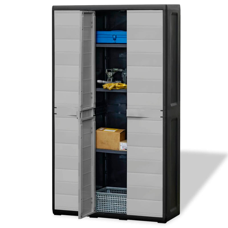 vidaXL Garden Storage Cabinet with 4 Shelves Black and Grey