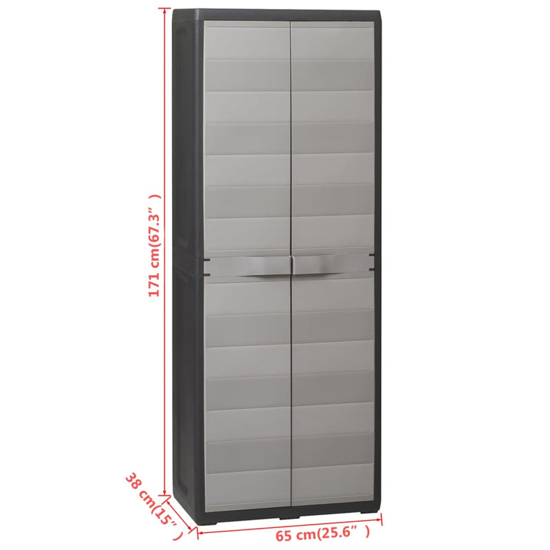 vidaXL Garden Storage Cabinet with 3 Shelves Black and Grey