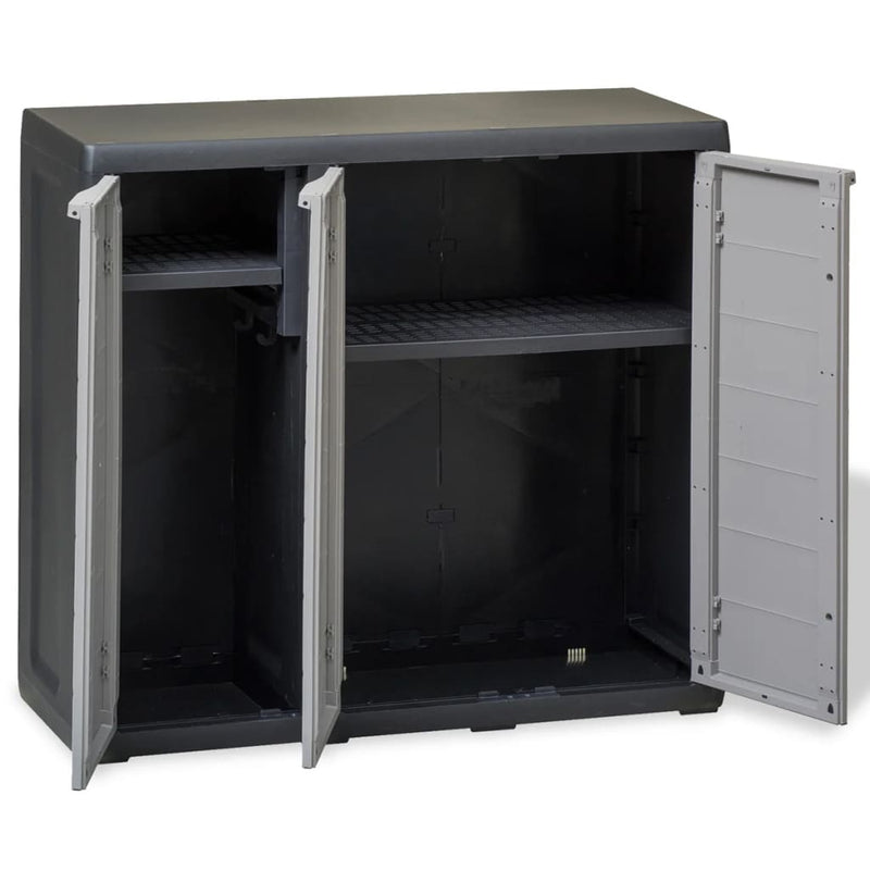 vidaXL Garden Storage Cabinet with 2 Shelves Black and Grey