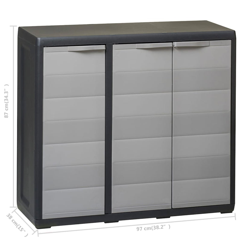 vidaXL Garden Storage Cabinet with 2 Shelves Black and Grey
