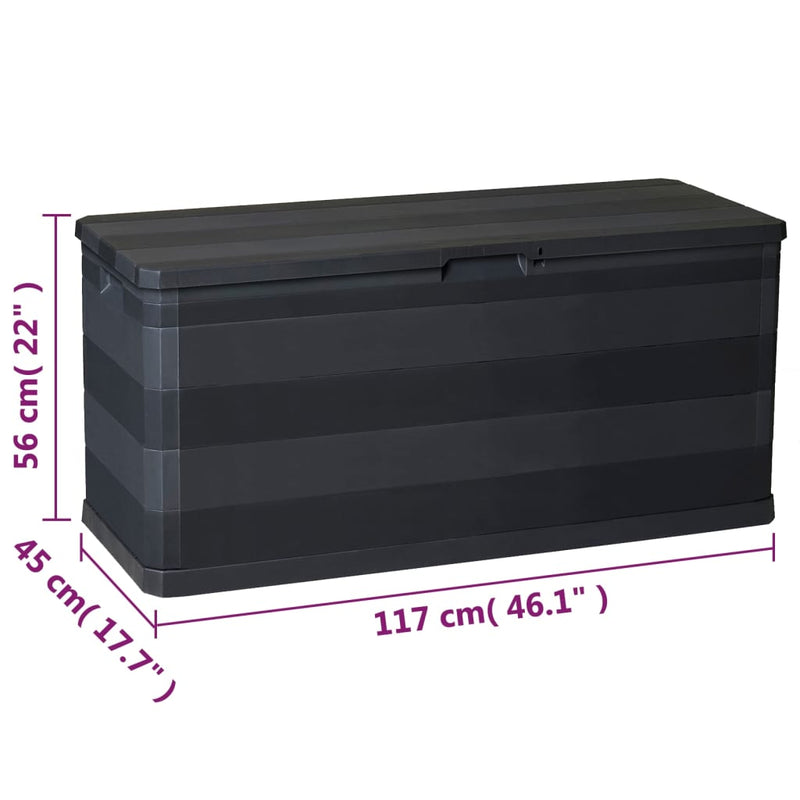 vidaXL Garden Storage Box Black 117x45x56 cm