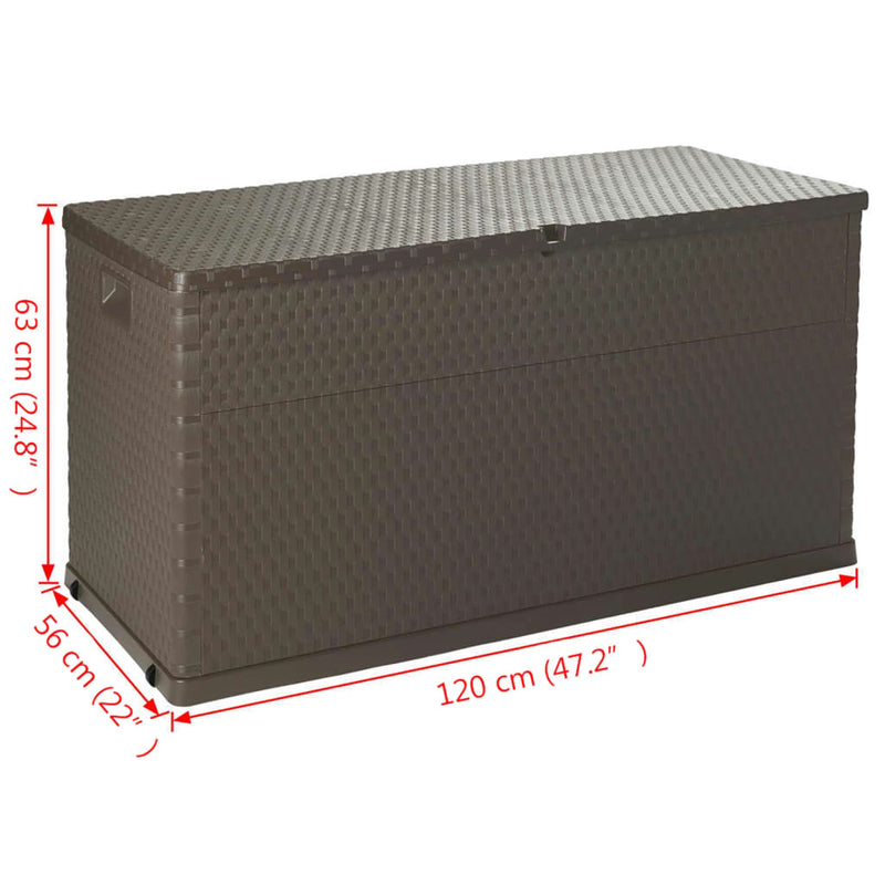 vidaXL Garden Storage Box Brown 120x56x63 cm PP Rattan