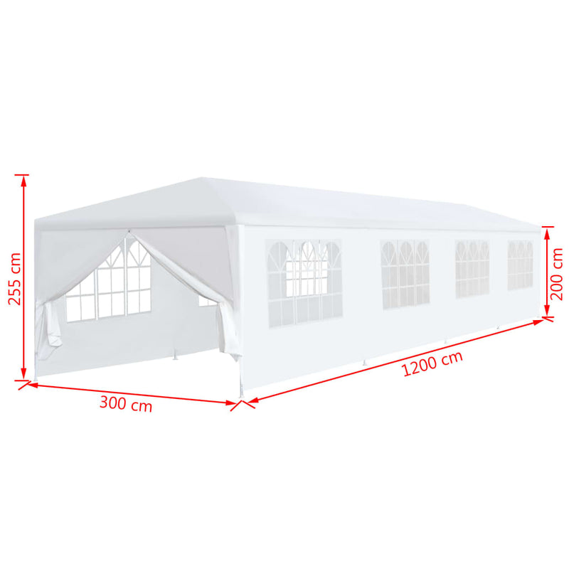 vidaXL Garden Marquee 3x12 m White