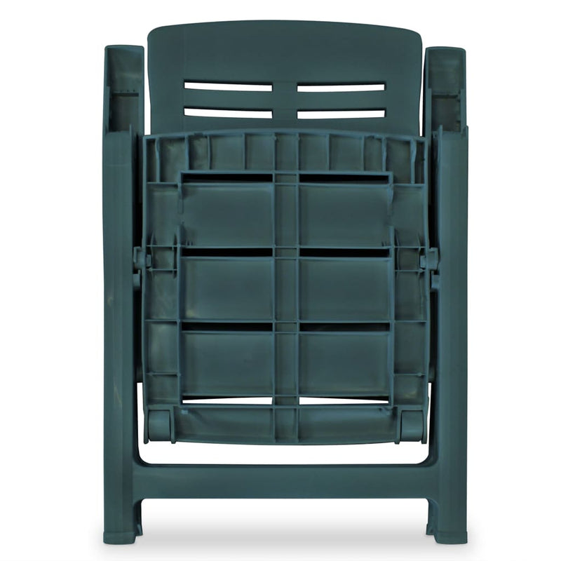 vidaXL Reclining Garden Chairs 2 pcs Plastic Green
